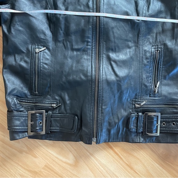 New Vintage I.E. Black Leather Jacket - Sz L - Picture 4 of 12